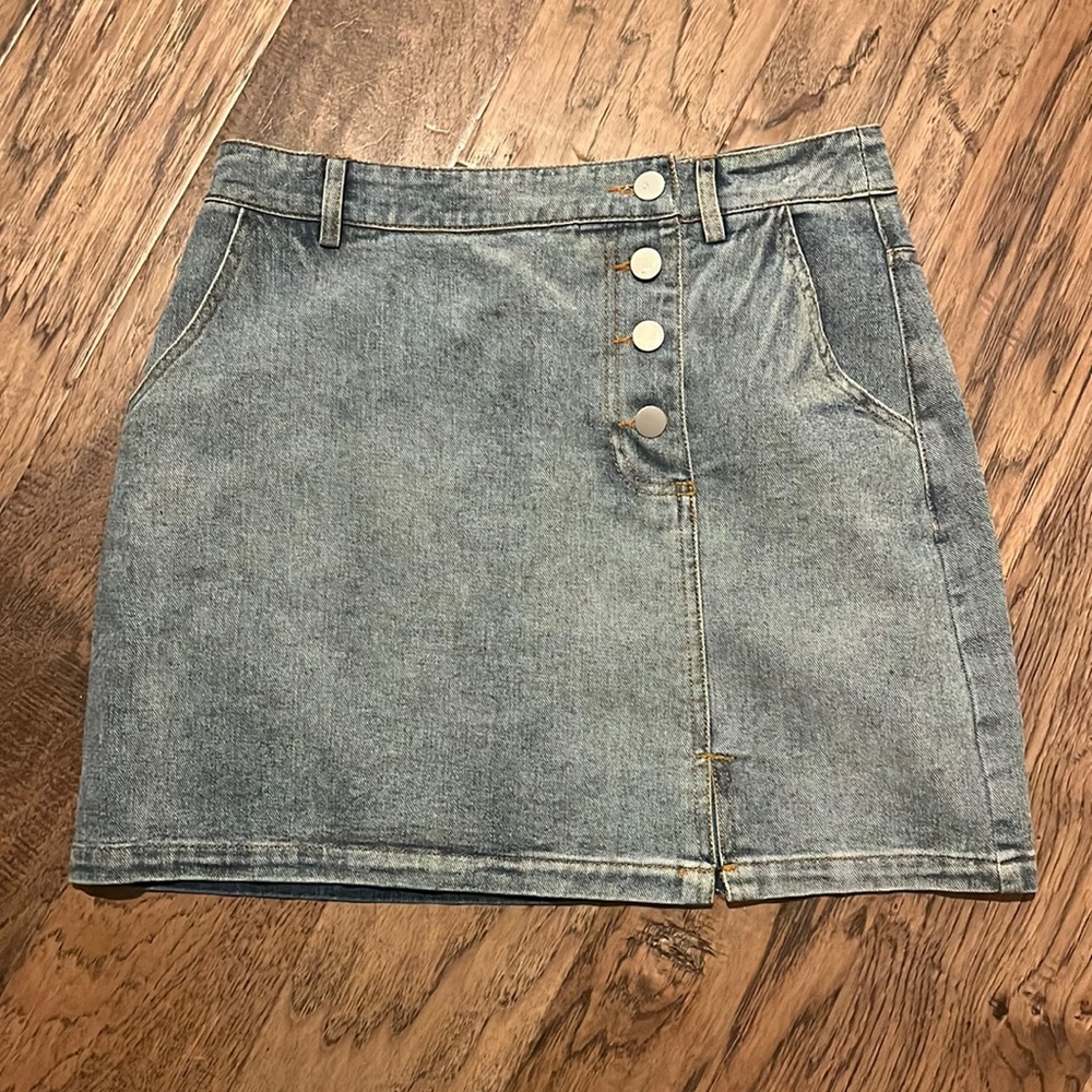 NWT Gilli Mini Denim Skirt Button Front Size S